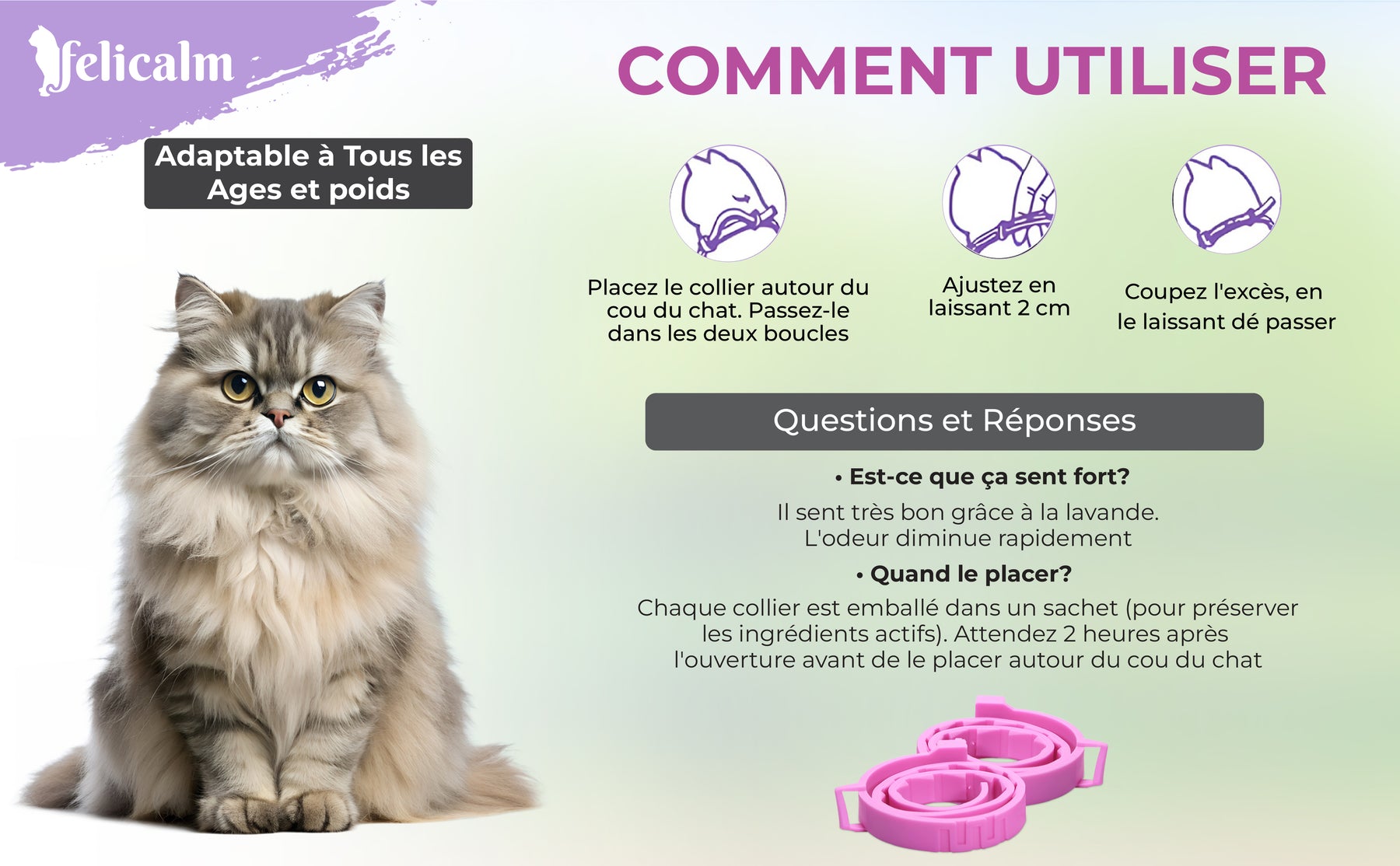 COLLIER ANTI STRESS POUR CHAT -VALERIANE PHEROMONE- BONHEUR et CONFIANCE