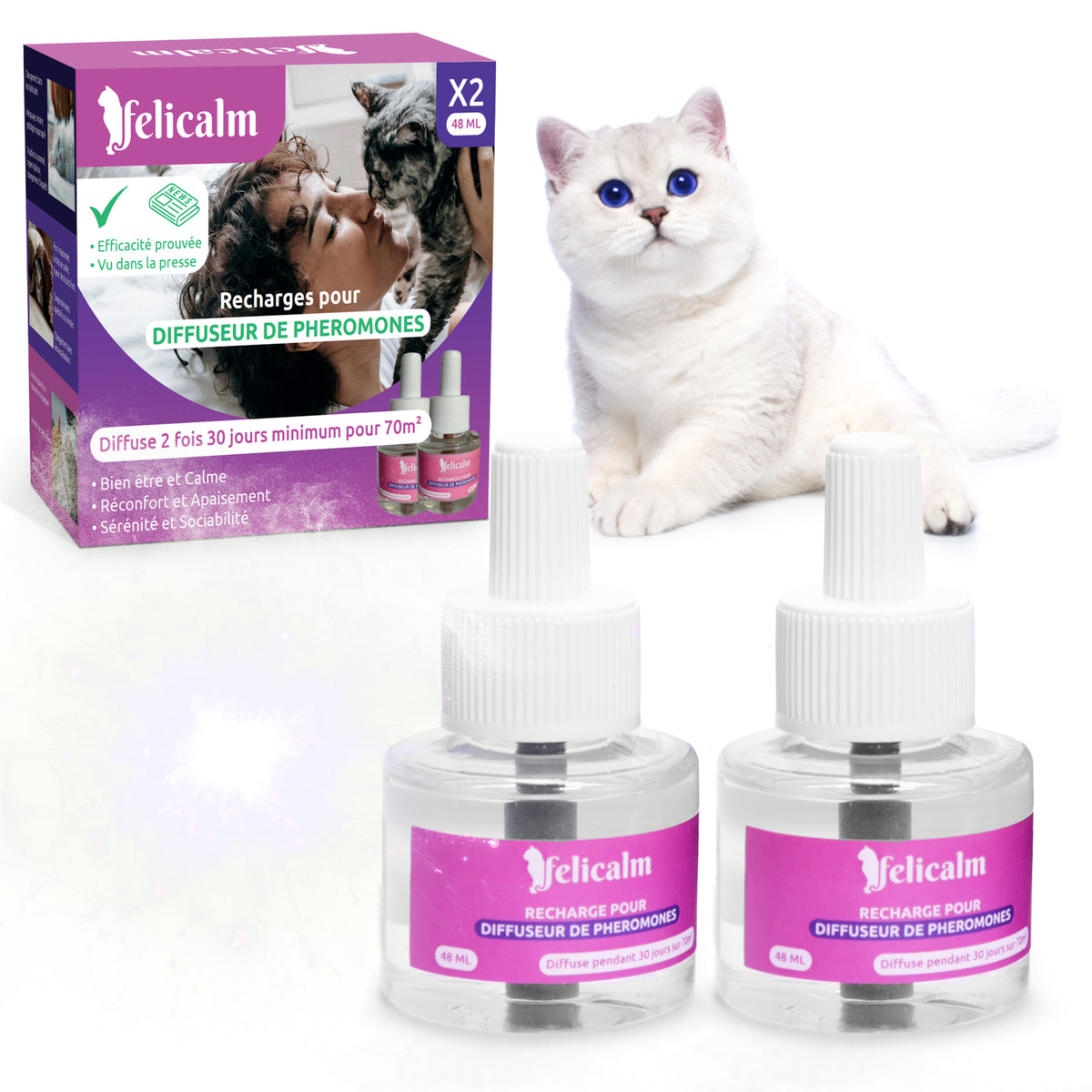 chat Paisible grace au recharges pour diffuseur de pheromone