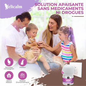 Diffuseur Felicalm phéromones chat et chaton – Anti-stress 90 % efficace – Design sympa avec bouton On/Off rose – 30 jours / 70 m² – Sans odeur – Livraison gratuite