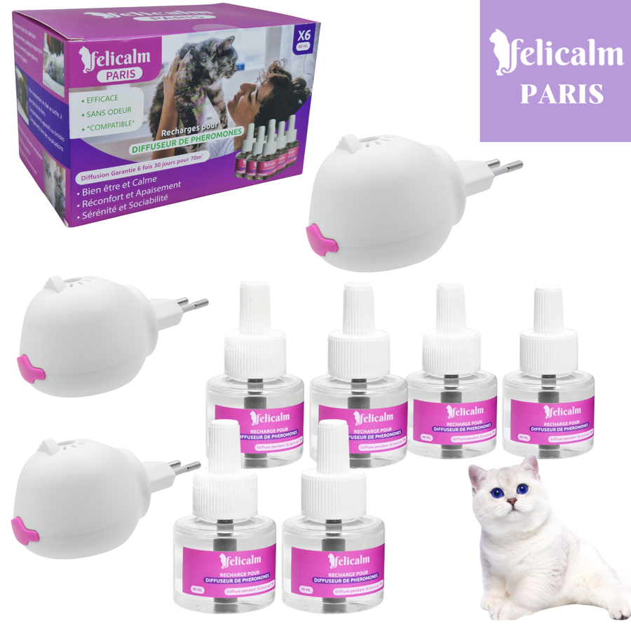 Meilleure Affaire – Felicalm® – 6 Recharges de Phéromones+ 3  Diffuseurs