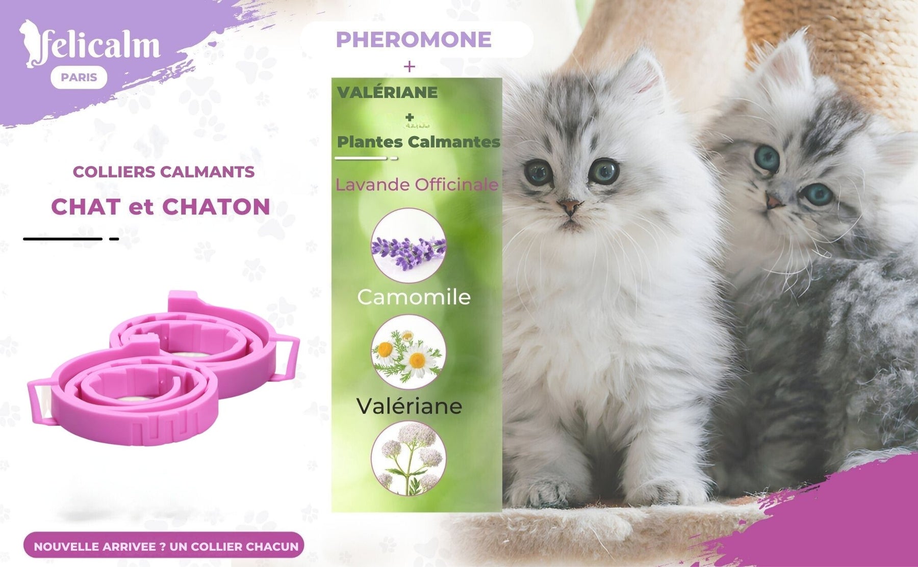 COLLIER ANTI STRESS POUR CHAT -VALERIANE PHEROMONE- BONHEUR et CONFIANCE