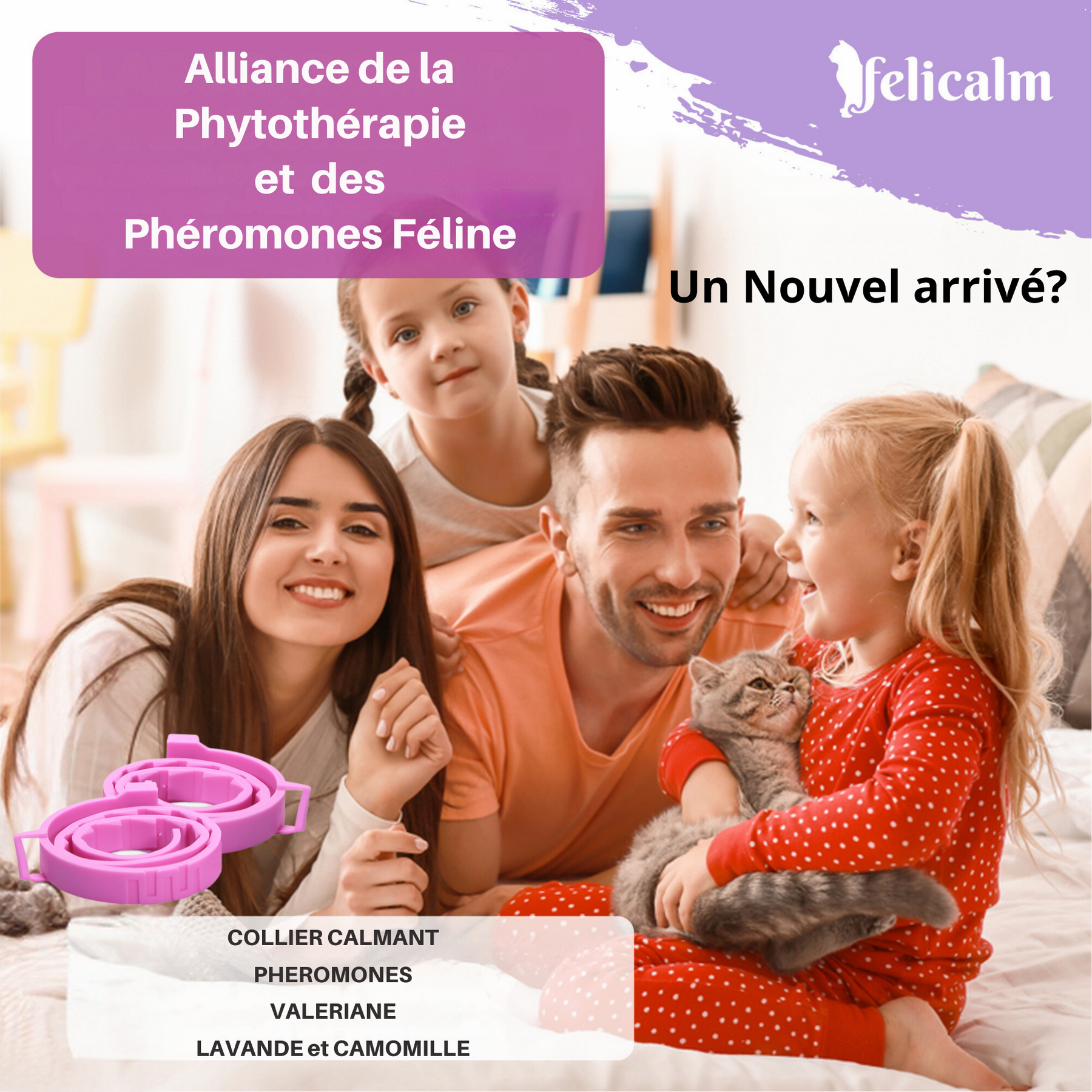 COLLIERS CALMANTS POUR CHAT -TRIPLE ACTION- BONHEUR et CONFIANCE ( boite de 2)